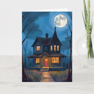 Spoken Huis Halloween Handgeschilderd Kaart
