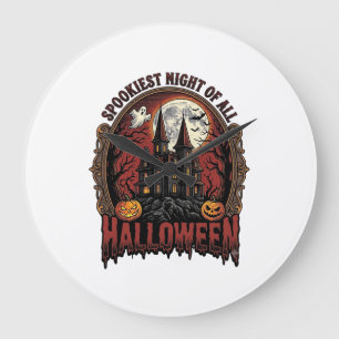 Spoken Huis Halloween Vintage Gravure Griezelige N Grote Klok