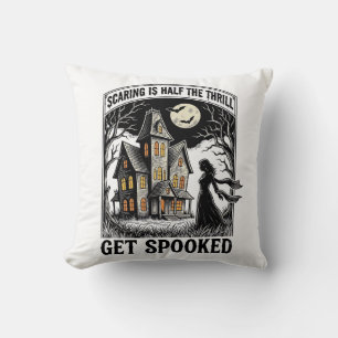 Spoken Huis Halloween Vintage Gravure Horror S Kussen