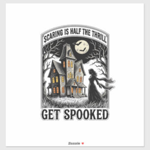 Spoken Huis Halloween Vintage Gravure Horror S Sticker