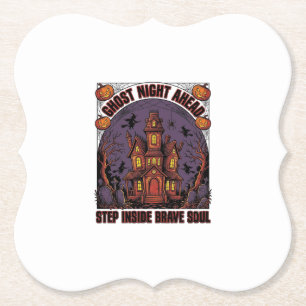 Spoken Huis Halloween Vintage Gravure Ontwerp_1 Kartonnen Onderzetters