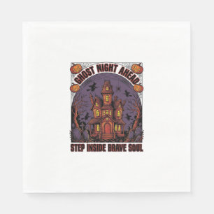Spoken Huis Halloween Vintage Gravure Ontwerp_1 Servet