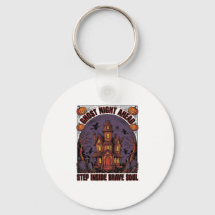 Spoken Huis Halloween Vintage Gravure Ontwerp_1 Sleutelhanger