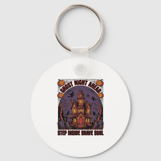 Spoken Huis Halloween Vintage Gravure Ontwerp_1 Sleutelhanger (Voorkant)