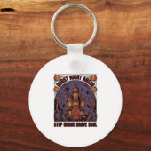 Spoken Huis Halloween Vintage Gravure Ontwerp_1 Sleutelhanger (Voorkant)