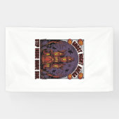 Spoken Huis Halloween Vintage Gravure Ontwerp_1 Spandoek (Horizontaal)