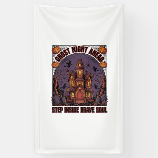 Spoken Huis Halloween Vintage Gravure Ontwerp_1 Spandoek (Verticaal)