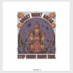 Spoken Huis Halloween Vintage Gravure Ontwerp_1 Sticker