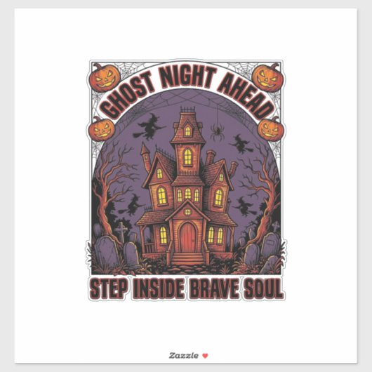 Spoken Huis Halloween Vintage Gravure Ontwerp_1 Sticker (Vel)