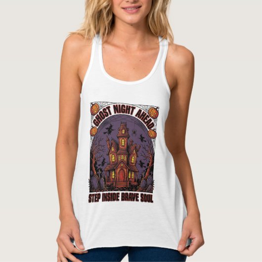 Spoken Huis Halloween Vintage Gravure Ontwerp_1 Tanktop (Voorkant)