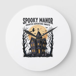 Spoken Huis Halloween Vintage Gravure Spoken Nacht Grote Klok