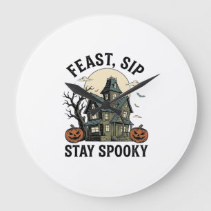 Spoken Huis Halloween Vintage Gravure Spookachtige Grote Klok