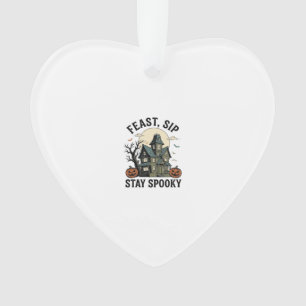 Spoken Huis Halloween Vintage Gravure Spookachtige Ornament