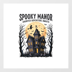 Spoken Huis Halloween Vintage Gravure Spookachtige Raamsticker