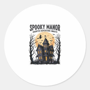 Spoken Huis Halloween Vintage Gravure Spookachtige Ronde Sticker