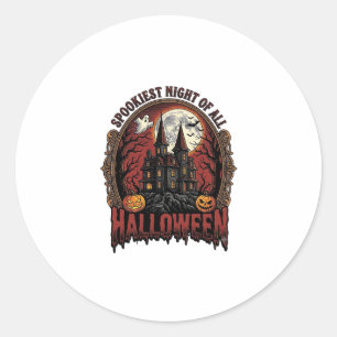 Spoken Huis Halloween Vintage Gravure Spookachtige Ronde Sticker