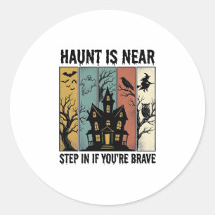 Spoken Huis Halloween Vintage Gravure Spookachtige Ronde Sticker