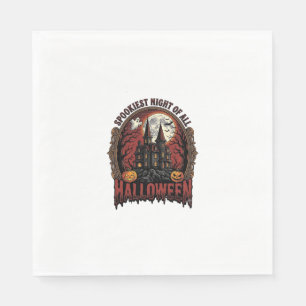 Spoken Huis Halloween Vintage Gravure Spookachtige Servet