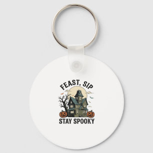 Spoken Huis Halloween Vintage Gravure Spookachtige Sleutelhanger