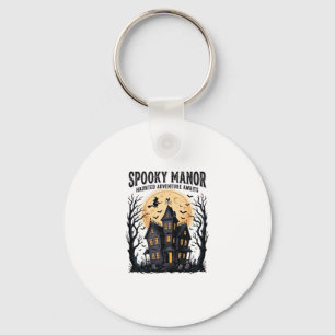 Spoken Huis Halloween Vintage Gravure Spookachtige Sleutelhanger