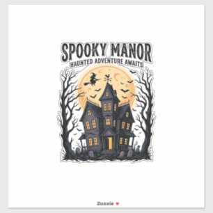 Spoken Huis Halloween Vintage Gravure Spookachtige Sticker