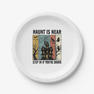 Spoken Huis Halloween Vintage Gravure Spooky D Papieren Bordje