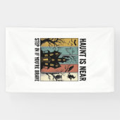 Spoken Huis Halloween Vintage Gravure Spooky D Spandoek (Horizontaal)