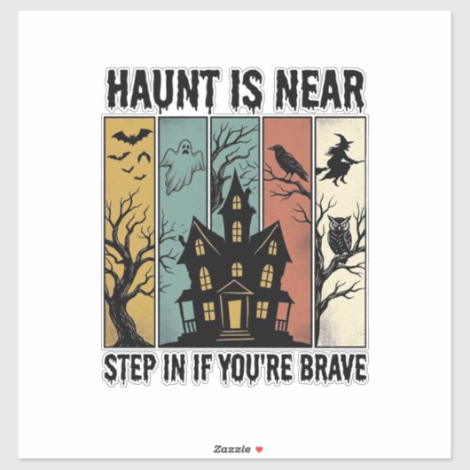 Spoken Huis Halloween Vintage Gravure Spooky D Sticker (Vel)