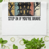 Spoken Huis Halloween Vintage Gravure Spooky D Theedoek (Gevouwen)