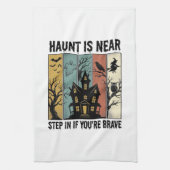 Spoken Huis Halloween Vintage Gravure Spooky D Theedoek (Verticaal)