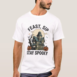 Spoken Huis Halloween Vintage Gravure Spooky S T-shirt
