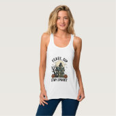 Spoken Huis Halloween Vintage Gravure Spooky S Tanktop (Volledige Voorkant)