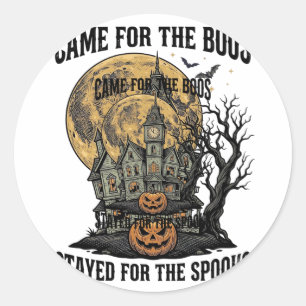 Spoken Huis Halloween Vintage Gravure Spooky T Ronde Sticker