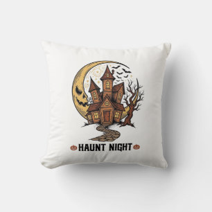 Spoken Huis Halloween Vintage Gravure Wit T-Shirt Kussen