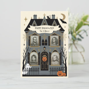 Spoken Huis Multi Foto Gepersonaliseerde Halloween Feestdagenkaart