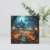 Spoken Huis Na Donker Gelukkig Halloween Kaart (Staand voorkant)