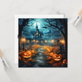 Spoken Huis Na Donker Gelukkig Halloween Kaart (Voorkant / Achterkant in situ)