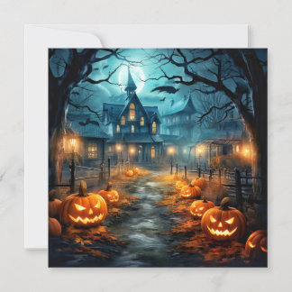 Spoken Huis Na Donker Gelukkig Halloween Kaart