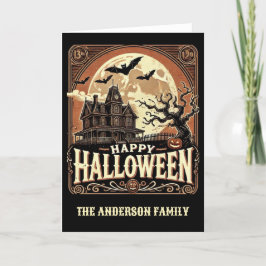 Spoken Huis Pompoenen Griezelig Eng Halloween Feestdagen Kaart