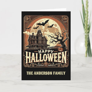 Spoken Huis Pompoenen Griezelig Eng Halloween Feestdagen Kaart