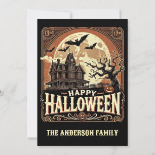 Spoken Huis Pompoenen Griezelig Eng Halloween Feestdagenkaart