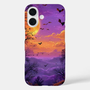 Spoken huis Silhouet met Vleermuizen iPhone 16 Hoesje
