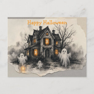 “Spoken Huis Spookachtige Gloed Halloween Kunst” Briefkaart