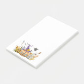 Spoken huis van pompoen met spook en vleermuizen post-it® notes (Schuin)