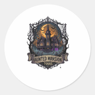 Spoken Mansion Toeren Halloween Gotische Huis Cres Ronde Sticker