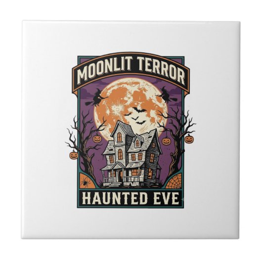 Spoken Moon-shirt Vintage Gravure Halloween Gra Tegeltje (Voorkant)