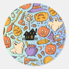 Spoken, Pompoenen, Katten & Griezelig Naadloos Des Ronde Sticker