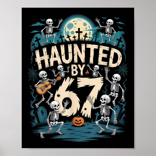 Spoken Six Seven 6 7 Meme 67 Skelet Hand Hallow Poster (Voorkant)