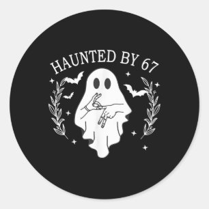 Spoken Six Seven 6 7 Meme 67 Skelet Hand Hallow Ronde Sticker