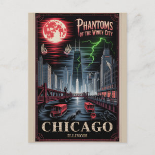 Spoken van de Winderige Stad Chicago horror reis Briefkaart